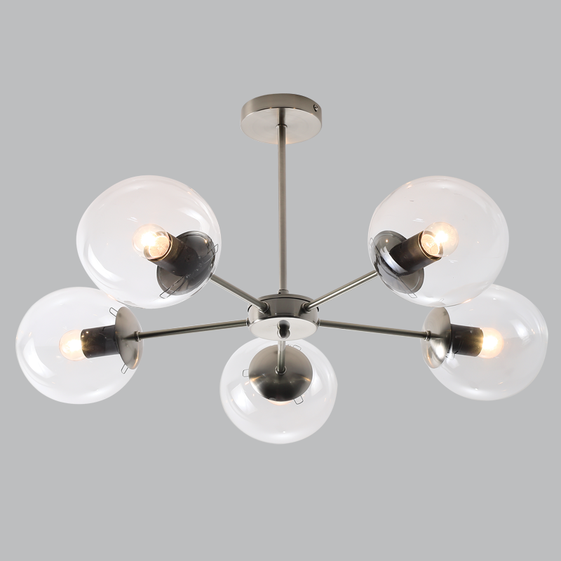 Metal and Clear Glass Chandelier (CH537/5 SATIN)