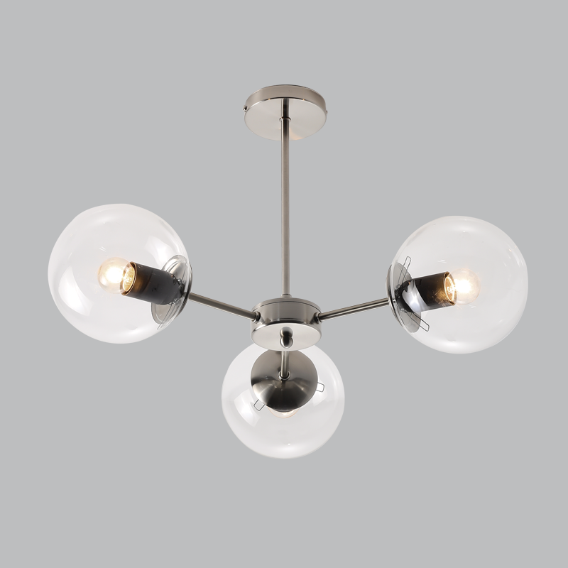 Metal and Clear Glass Chandelier (CH537/3 SATIN)
