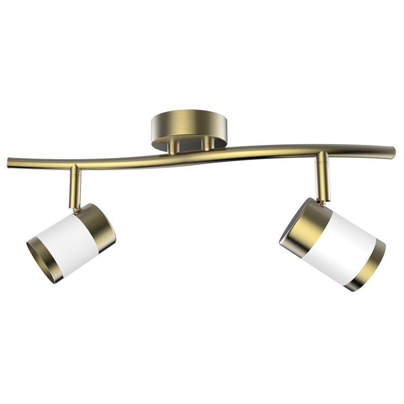 Matt White and Satin Brass Spotlight (S172/2 BRASS/WHITE)