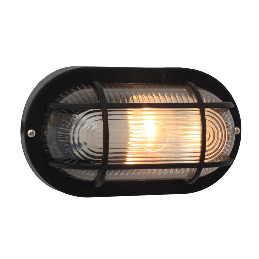 Oval Plastic Grid B/Head 205mm Black 1x60w (B111)
