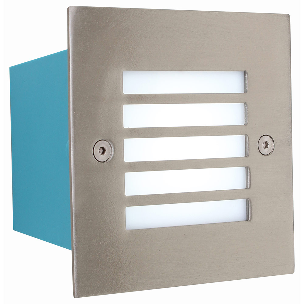 Square Stainless Steel LED Footlight - Square S.Steel LED Footlight with Grid inc 16x0.12W LEDs, B160SC. (B160SC)