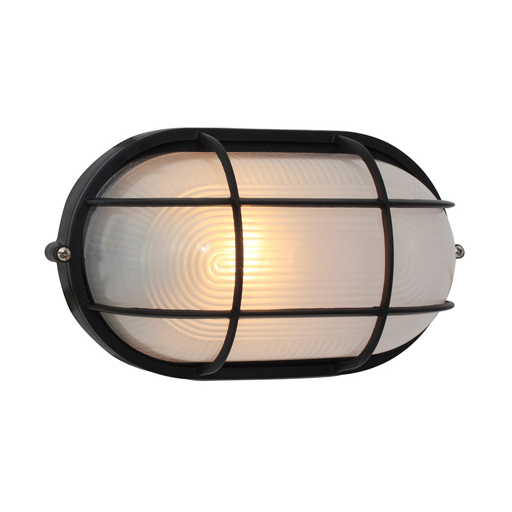 Large Oval Bulkhead with grid Excl. 1 x E27 100w GLS (B48)