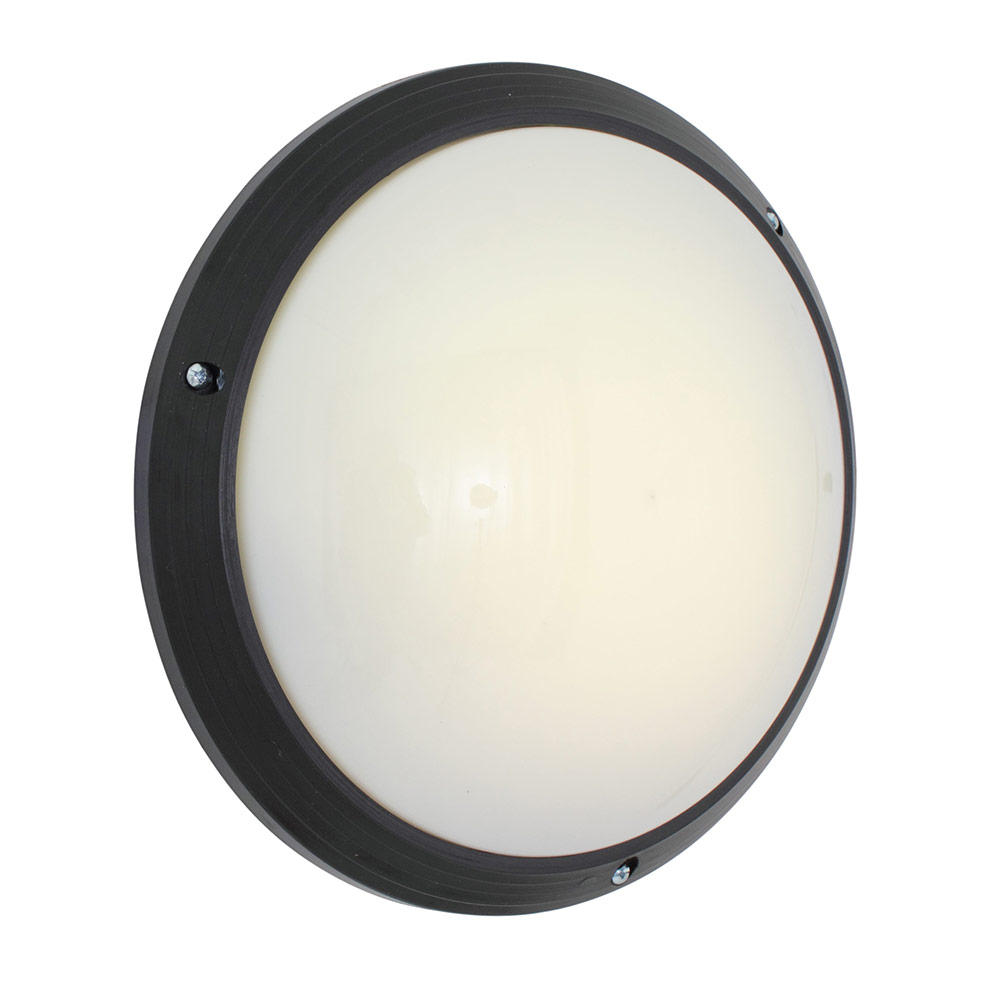 Euro Plain Round Bulkhead Black 1x2D GR8 16w IP55 (B5B)