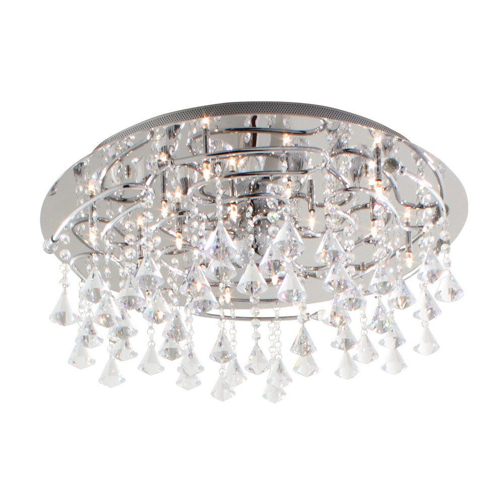 Round Chrome Crystal Ceiling Light - Incl. 12 x G4 10W 12V (C344)