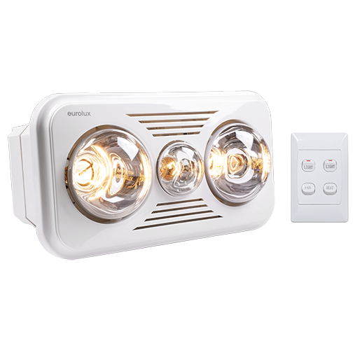 3-in-1 Bathroom Heater White 2 x 275W & 1 x 60W (C85)