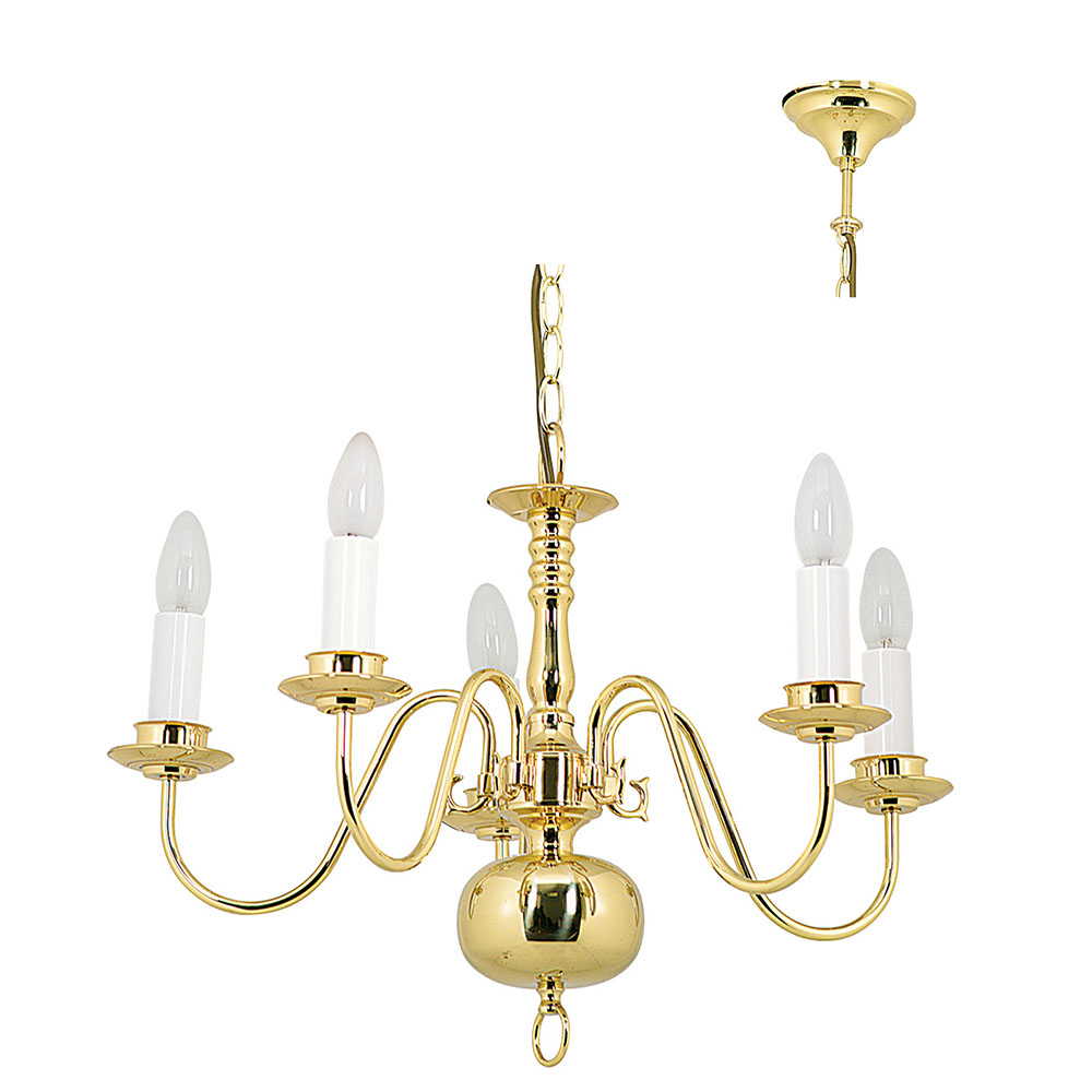 Chandelier flemmish 5 lights polished brass (CH1)