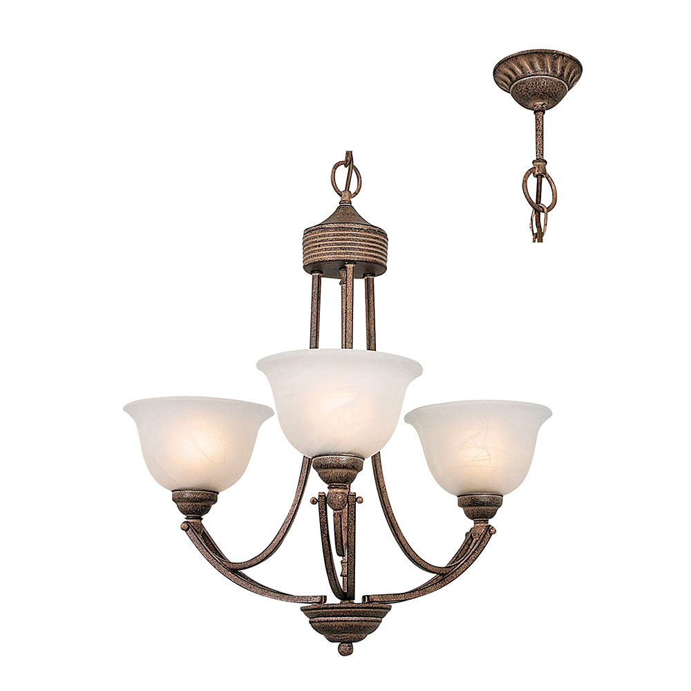 Chandelier 3 lights alabaster brown rust (CH109)