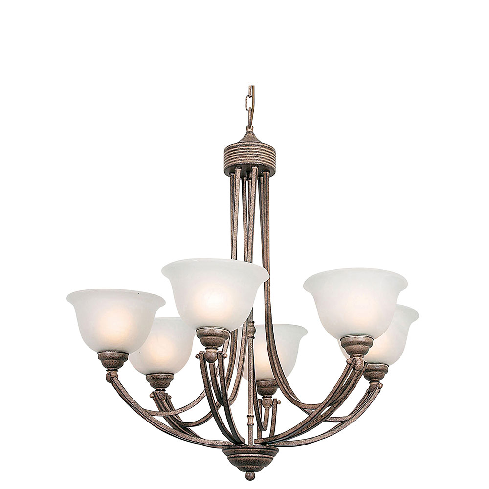 Chandelier 6 lights alabaster glass brown rust (CH110BRR)