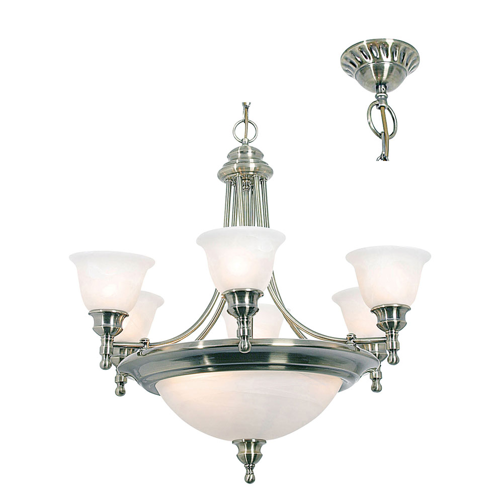 Chandelier 9 lights alabaster glass satin chrome (CH113)