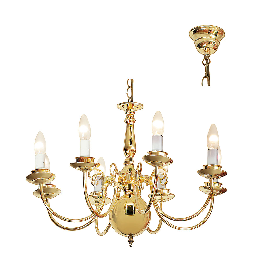 Chandelier flemmish 8 lights polished brass (CH2)