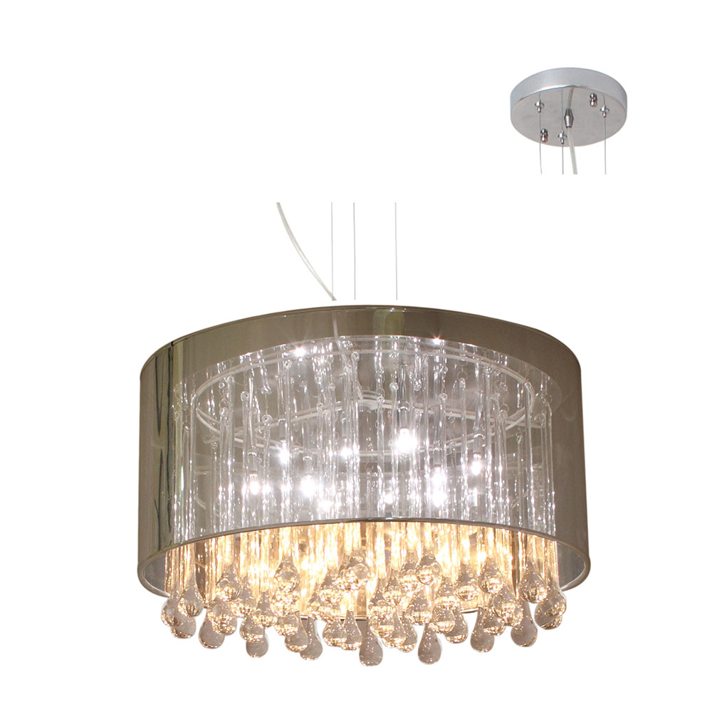 Inside out crystal pendant in chrome tinted PVC shade exl 9x G4 10W (CH210)