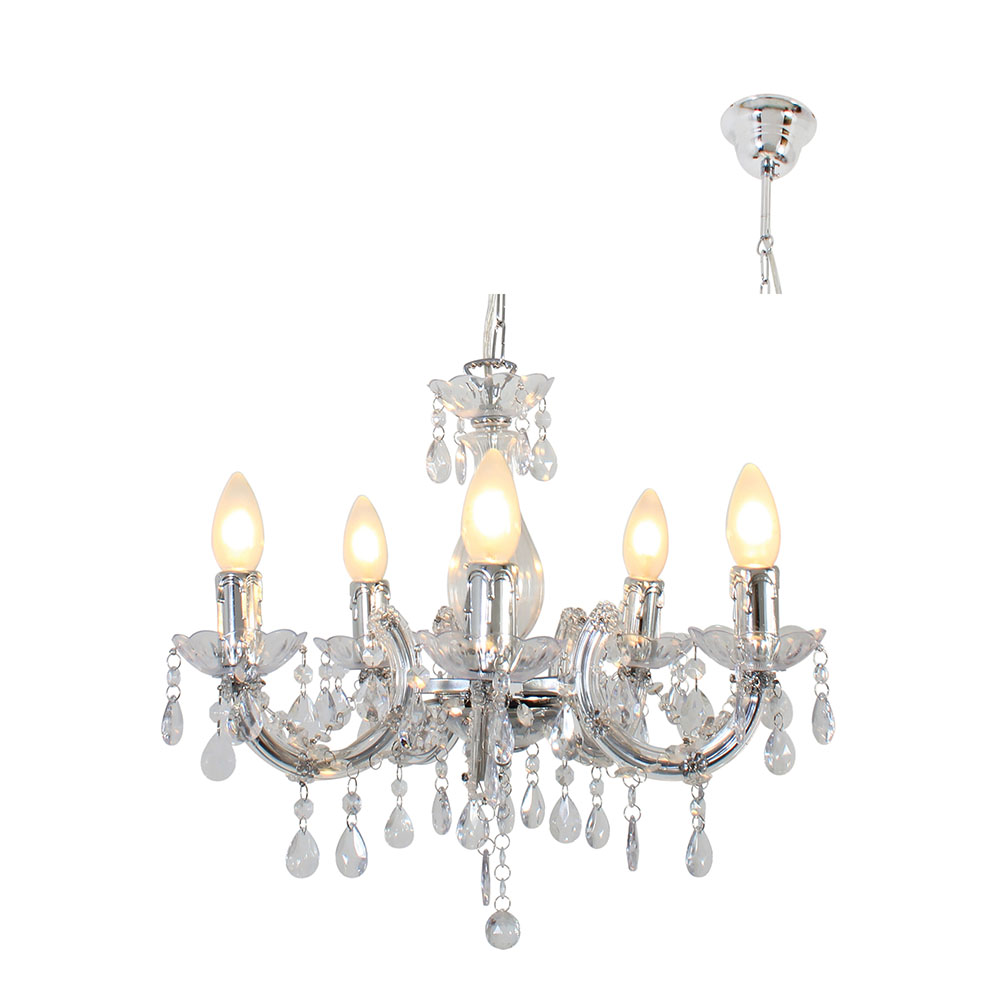 Odile Chandelier 5LT Acrylic Clear (E14) (CH245C)
