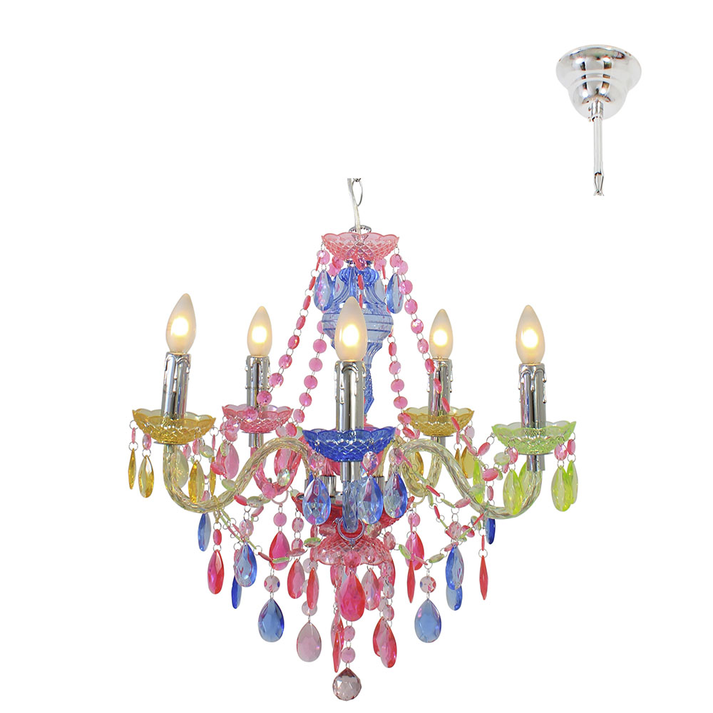 Olaf Chandelier 5LT Acrylic Multi Coloured (E14) (CH246)