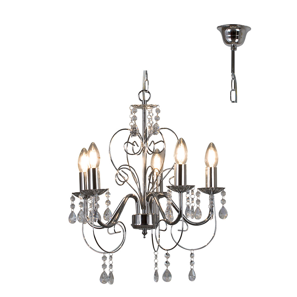 Cleo 5 Arm Chrome Chandelier (CH265CH)