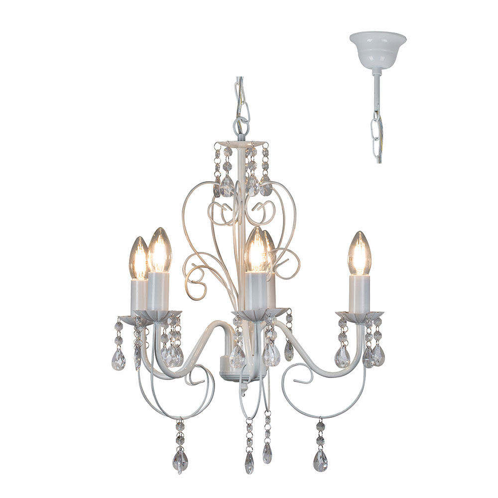 Cleo 5 Arm White Chandelier (CH265W)