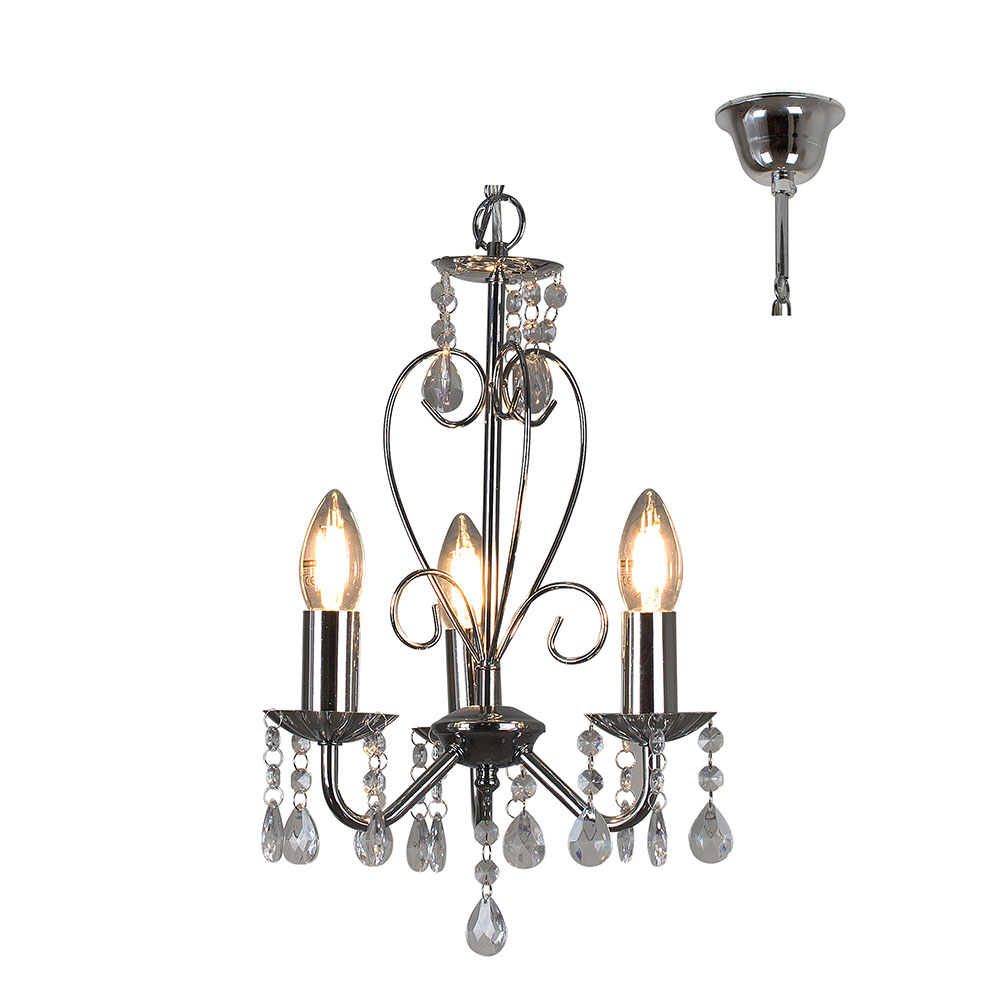 Cleo 3 Arm Chrome Chandelier (CH266CH)