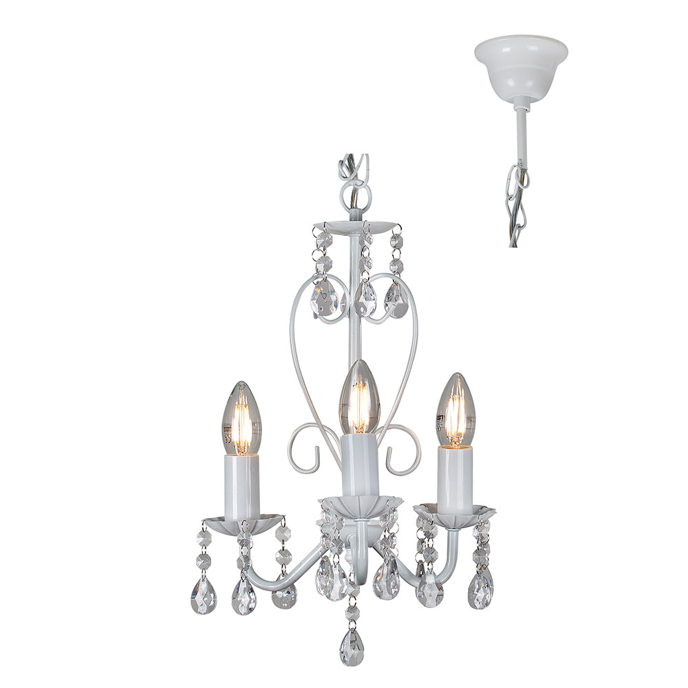 Cleo 3 Arm White Chandelier (CH266W)