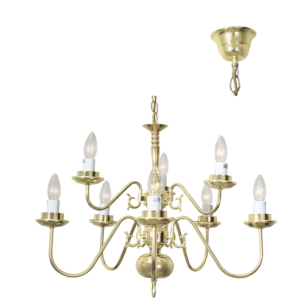 Chandelier flemmish 10 lights polished brass - CHANDELIER FLEMMISH 10 LITE P.BRASS, CH3PB. (CH3)