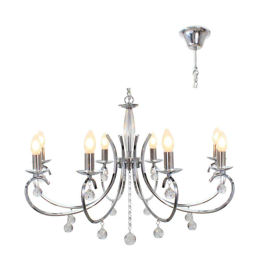 Chandelier 8 Light Crystal/Chrome Excl. 8 xE14 40W Candle (CH37)