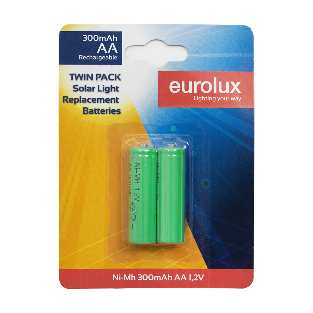 Rechargeable AA Battery for Solar Light NiMH 1.2V 300mAh Twin Pack (CO339)