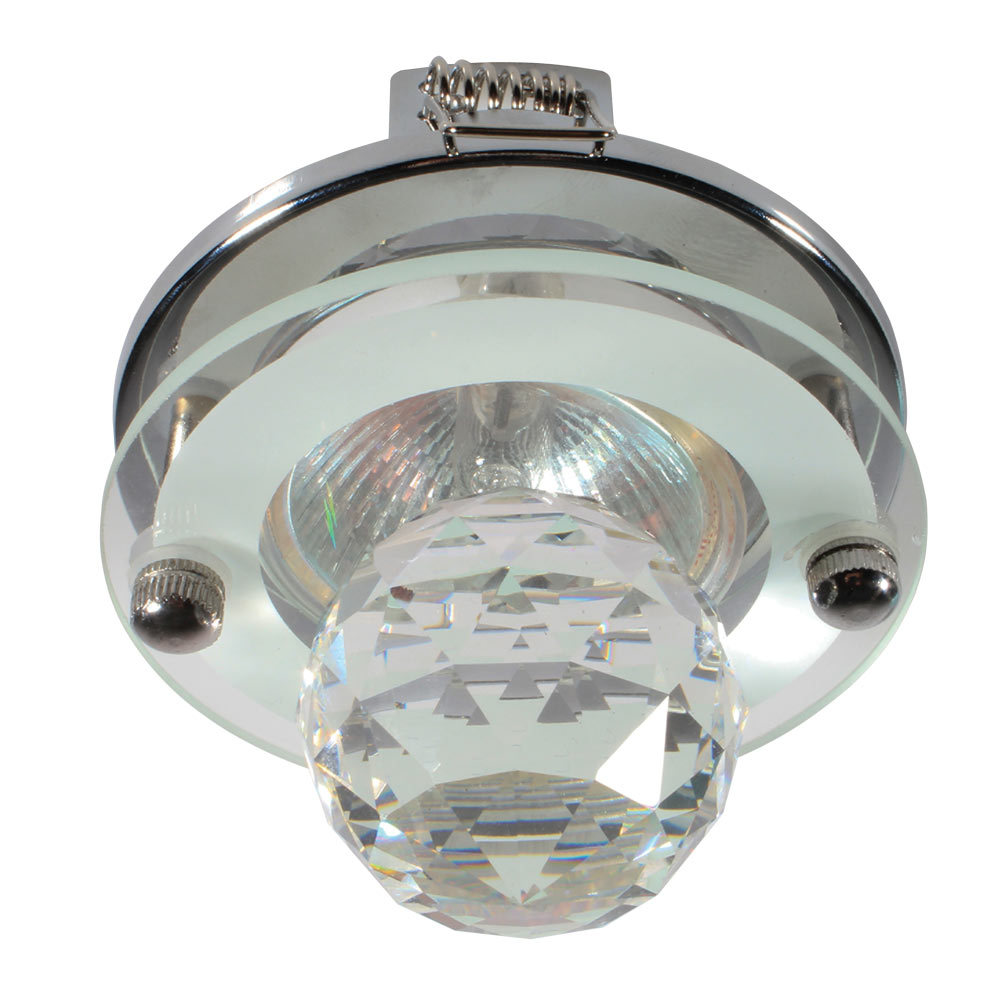 Round pressed downlight with steel crystal ball (D104)