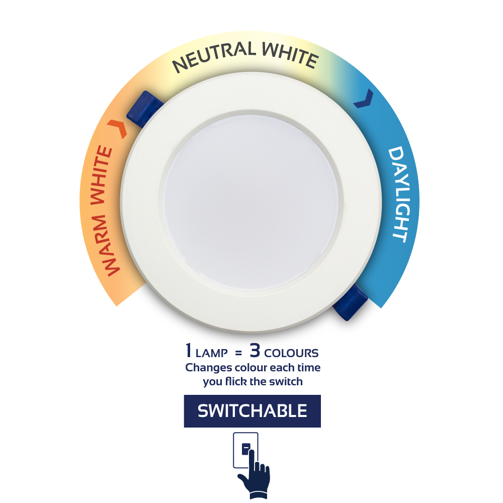 Switchable LED Round D/Light 15W 115mm White (D154)