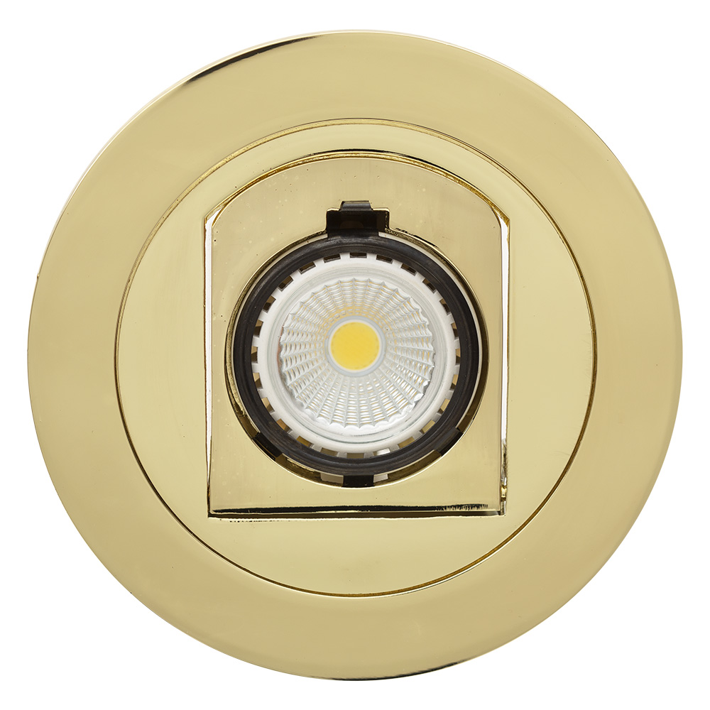 Downlight aluminium tilt 90 12V polished brass - D/LIGHT ALU.TILT 90 12V P.BRASS, D23PB. (D23PB)