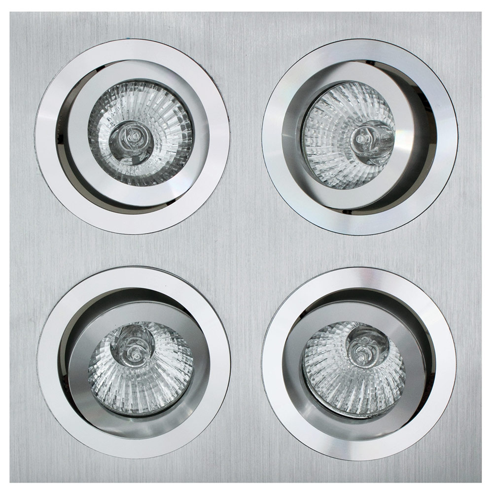 Downlight4 lights square tilt CNC aluminium (D77)