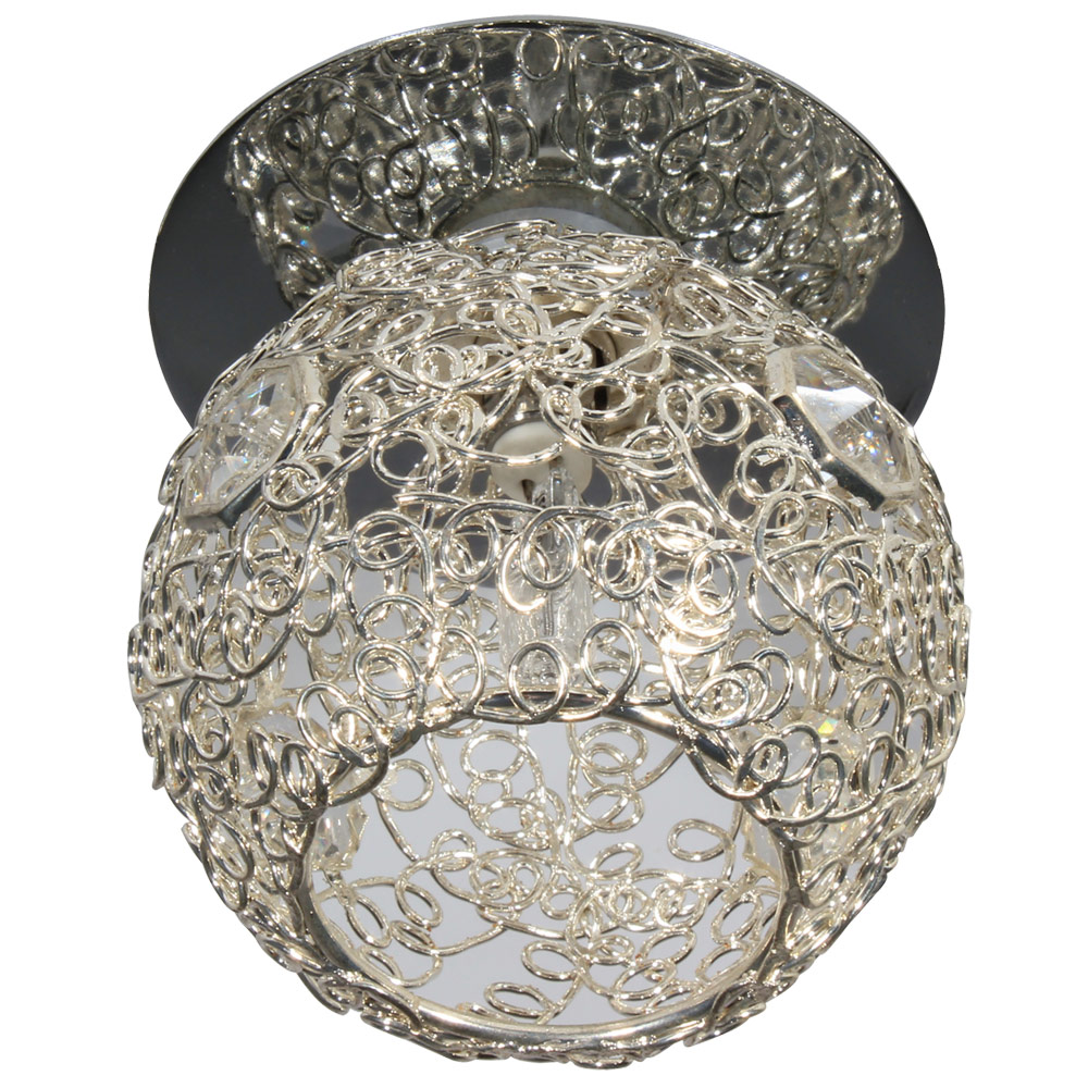 Pressed steel aluminium downlight with crystal shade (D99CH)