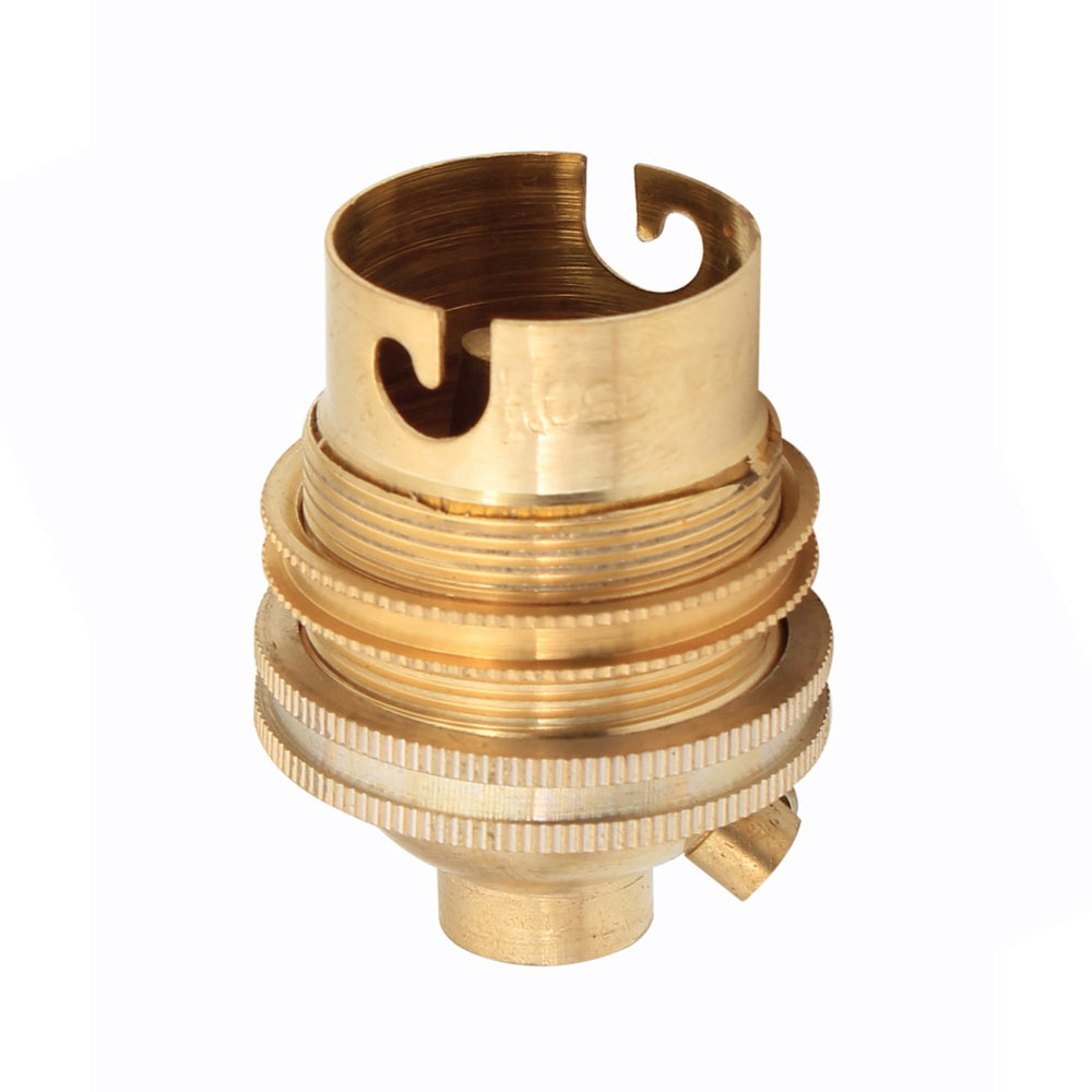 B22 Brass 10mm Back Entry Lamp Holder with Earth Screw (EA182)