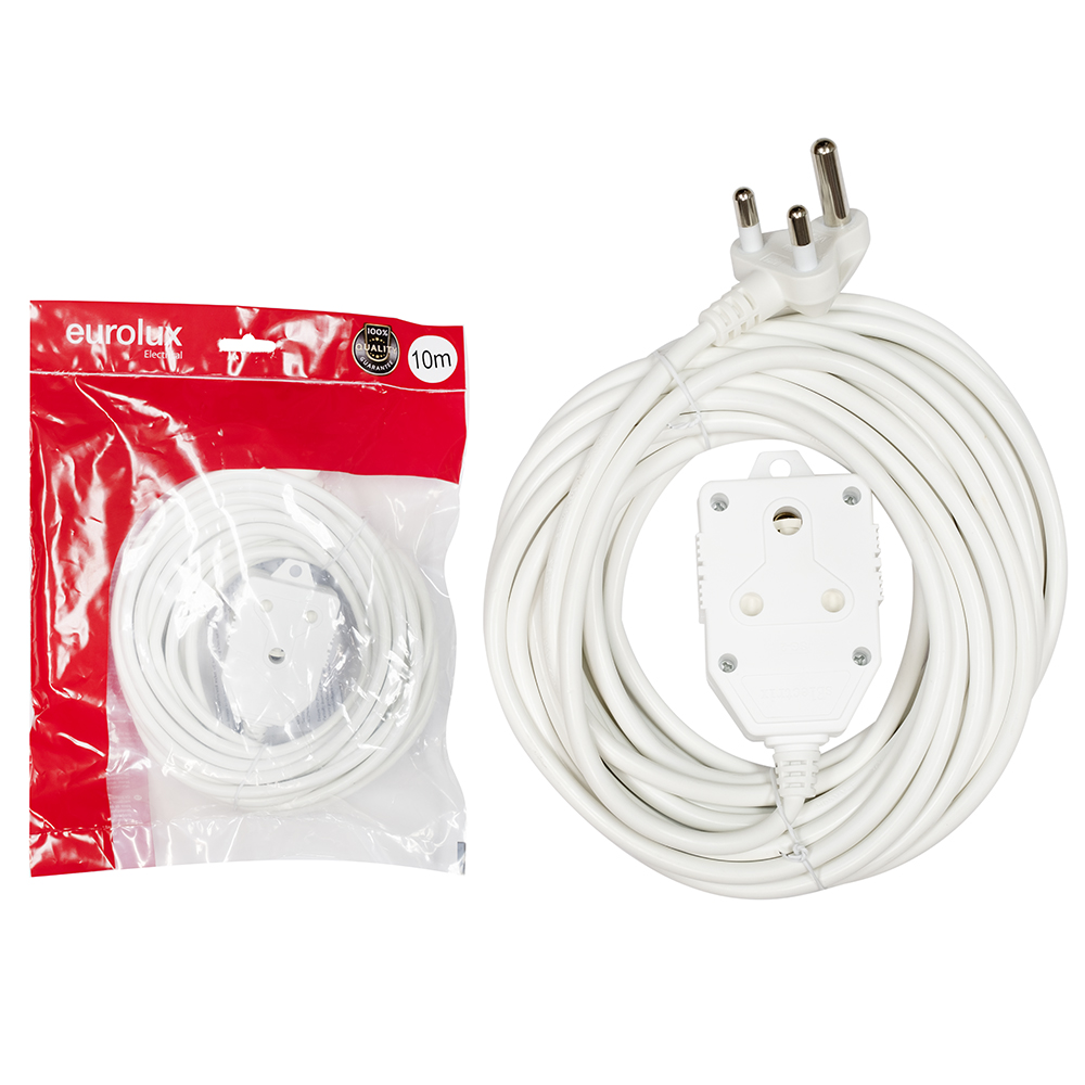 Extension Cord White 1.00mm 10m Double (EE3)