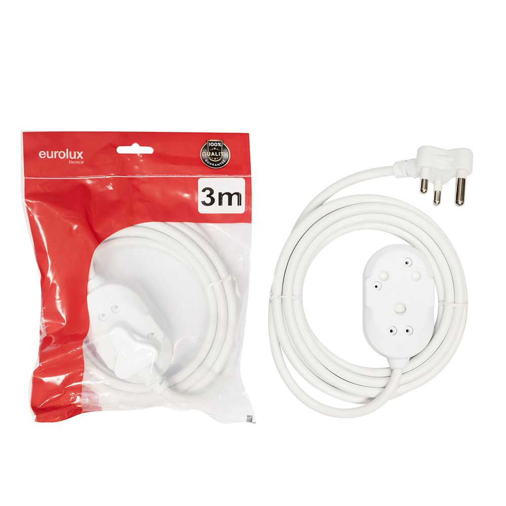 Extension Cord White 1.50mm 3m Back to Back Janus Coupler (EE30)