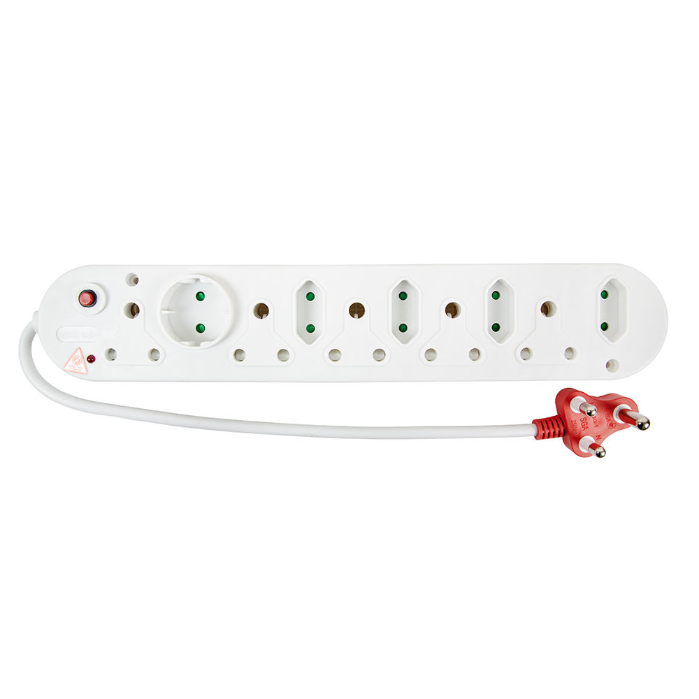 5 x 16A, 4 x 5A, 1 x 5A Schuko Multi-Plug with Surge + Overload protection (EM1)