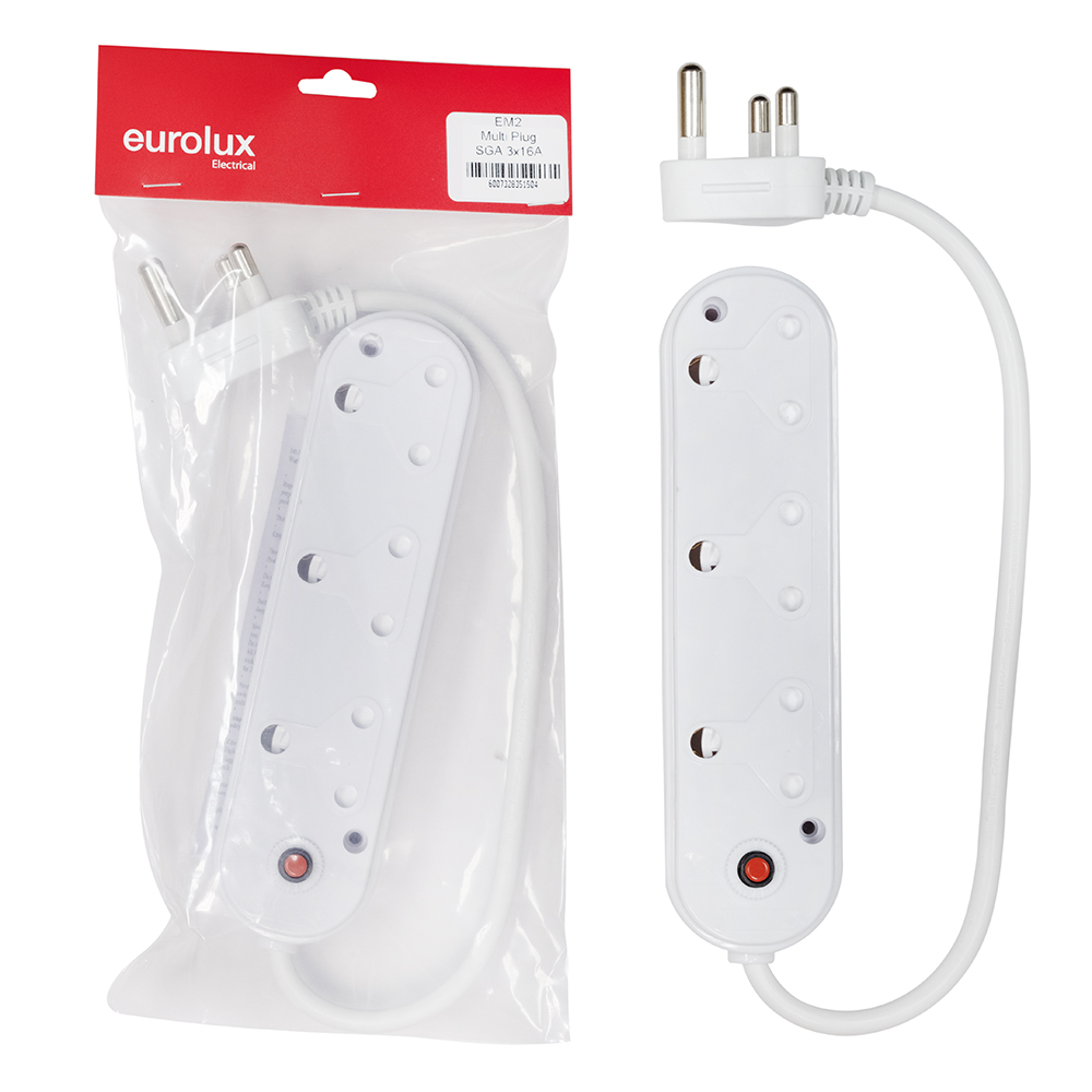 3 x 16A Multi-Plug with Overload protection (EM2)