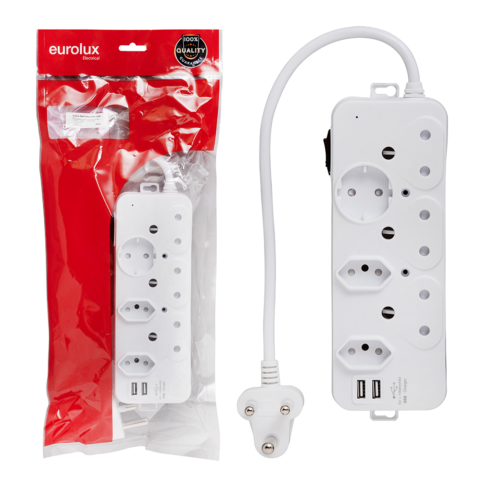 6 Way Multi Plug Normal USB (EP62USB)
