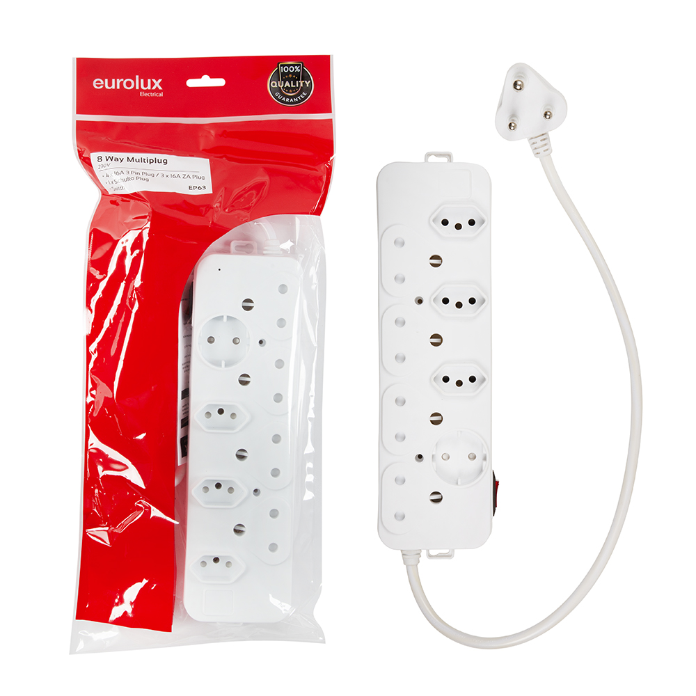 4 x 16A, 3 x 5A, 1 x schuko multi-plug (EP63)