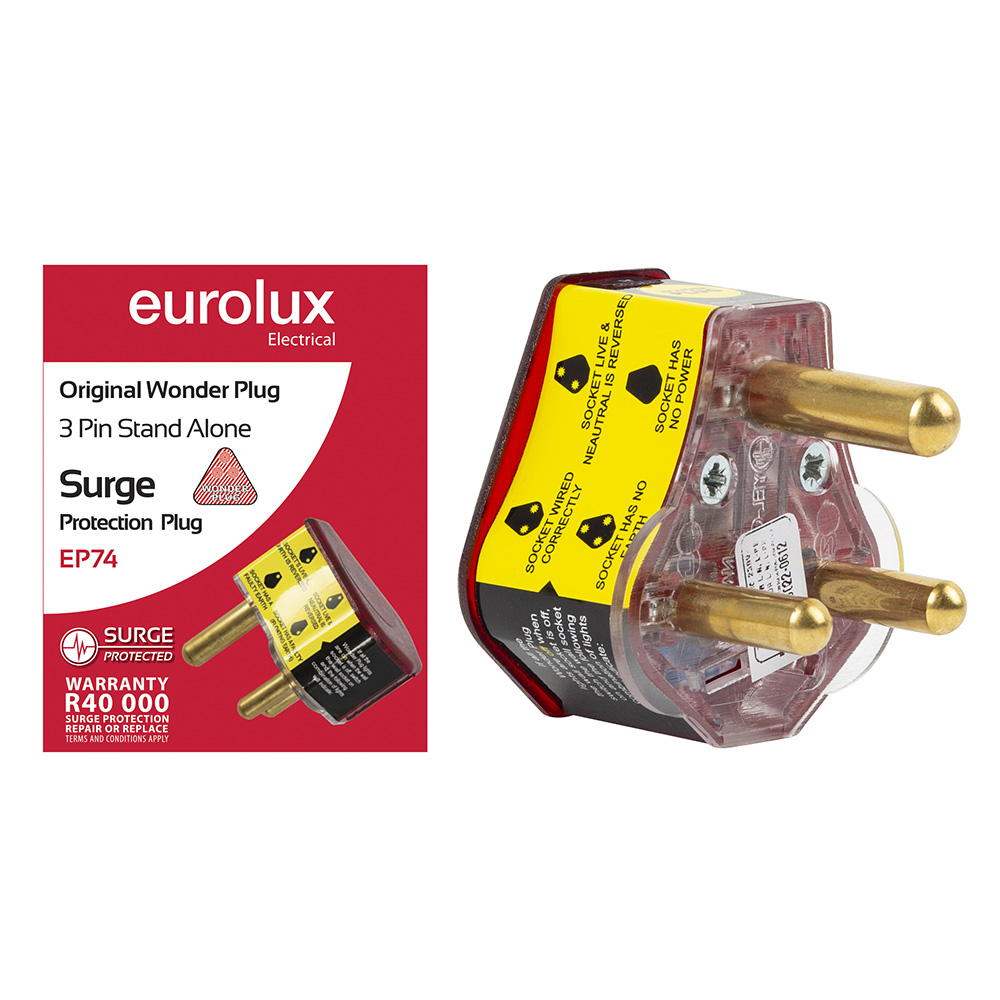 3 Pin stand alone Surge Protector plug - Wonderplug - 3 Pin Stand Alone Box (EP74)