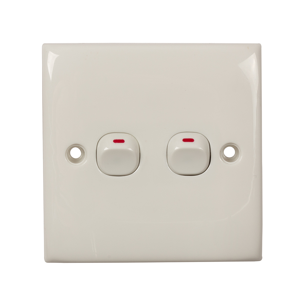 2 Gang 1 Way 86mm x86mm Wall Switch (ES102)