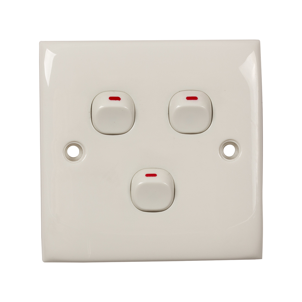 3 Gang 1 Way 87mm x 87mm Wall Switch (ES103)