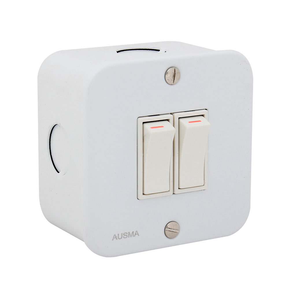 2 x Lever 1 way 75mmmm x 75mmmm Industrial Wall Switch (ES42)