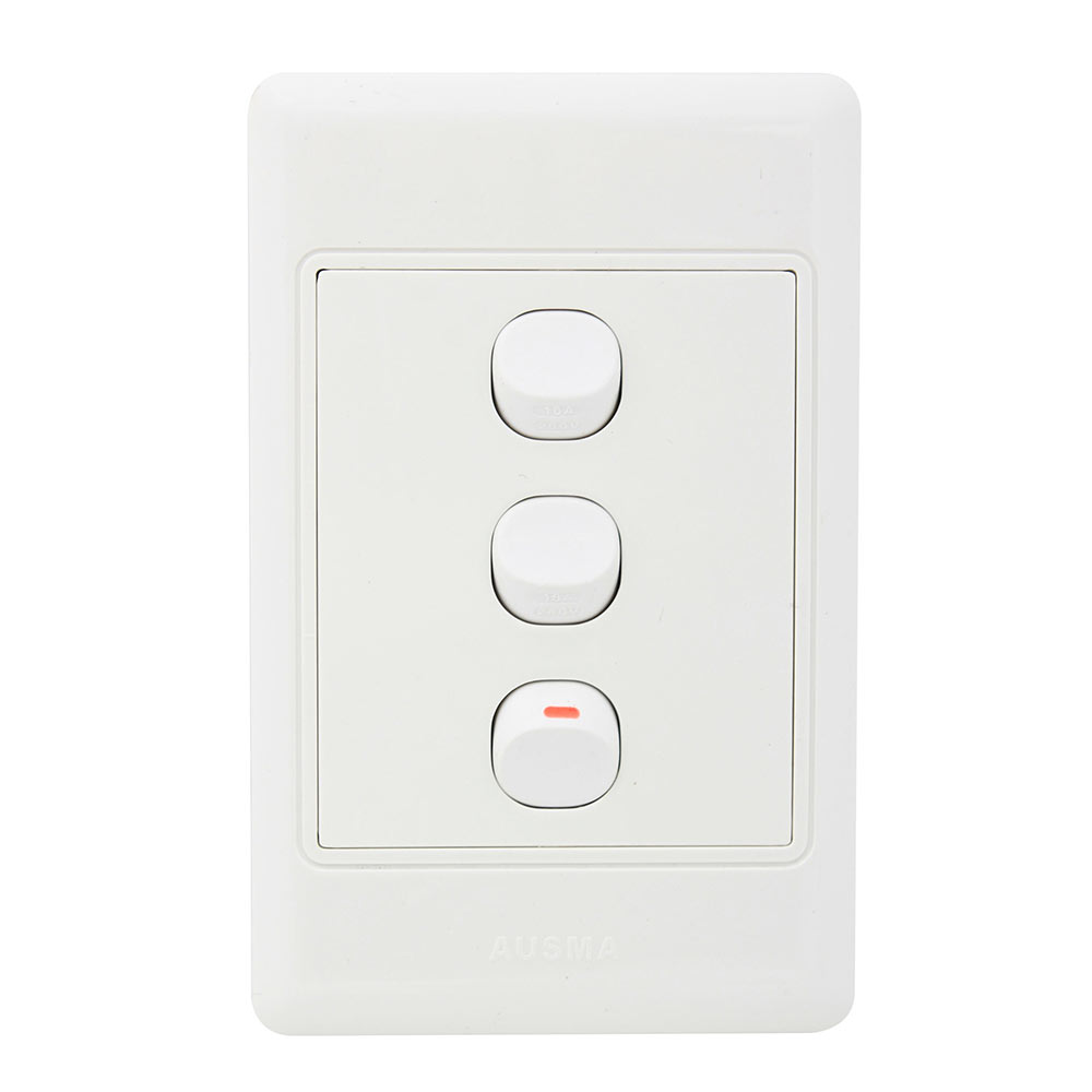 3 x Levers 1 way 100mm x 50mm Wall Switch (ES6)