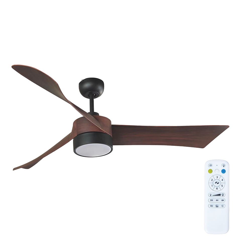 Edge Ceiling Fan 3 Blades Matt Black & Dark Wood Motor Power 40w (F102)