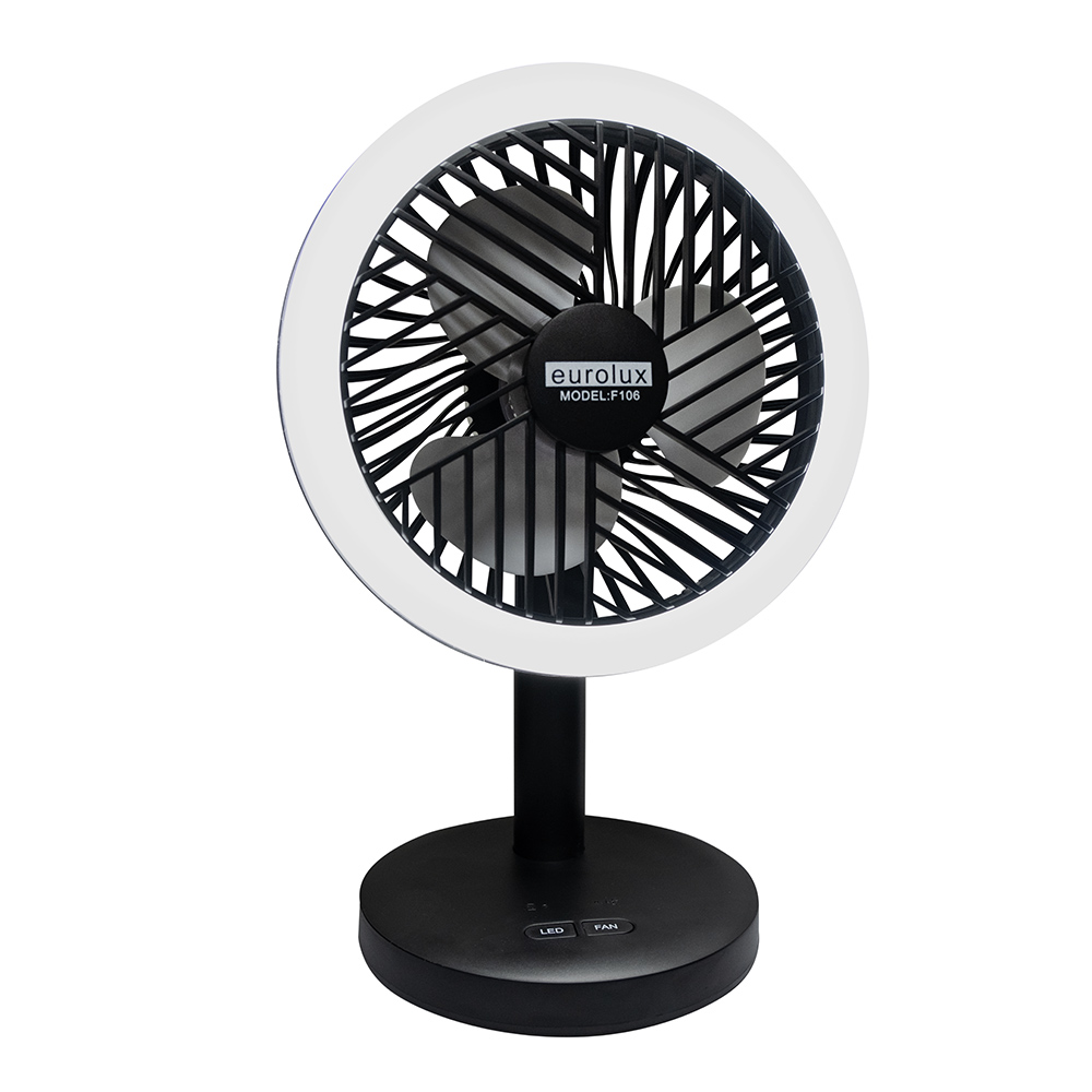 Rechargeable LED Mini Fan Black (F106)