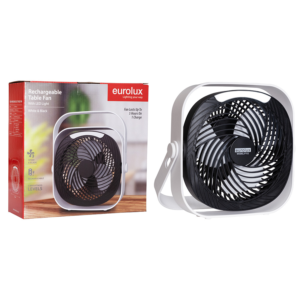Rechargeable Portable Mini Fan with LED Emergency Light & USB (F112)