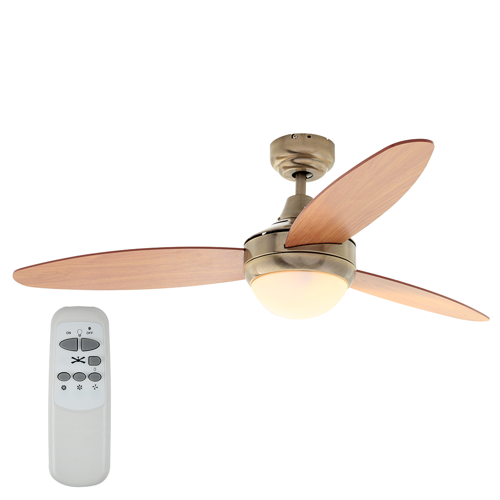 Swirl Fan (3 Blades) Antique Brass/Maple Cherry - Excl. 2 x E14 40w (F36ABRNW)
