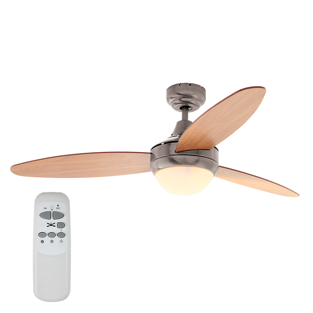 Swirl Fan (3 Blades) Satin Chrome/Maple Cherry - Excl. 2 x E14 40w (F36SCNW)