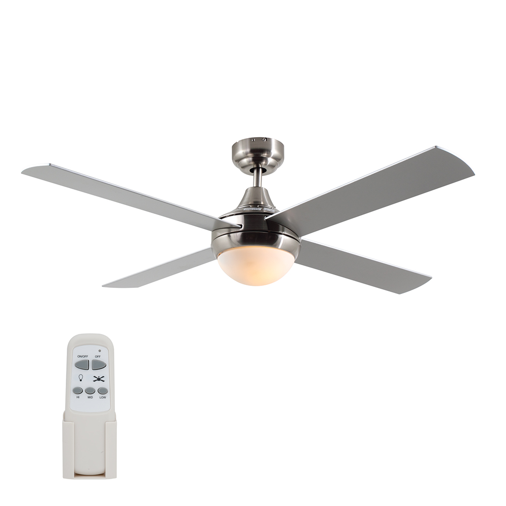 Twister Fan (4 Blades) satin chrome / silver black - 24w CCT integrated LED 3000k - 4000k - 6500k (F37SCS)
