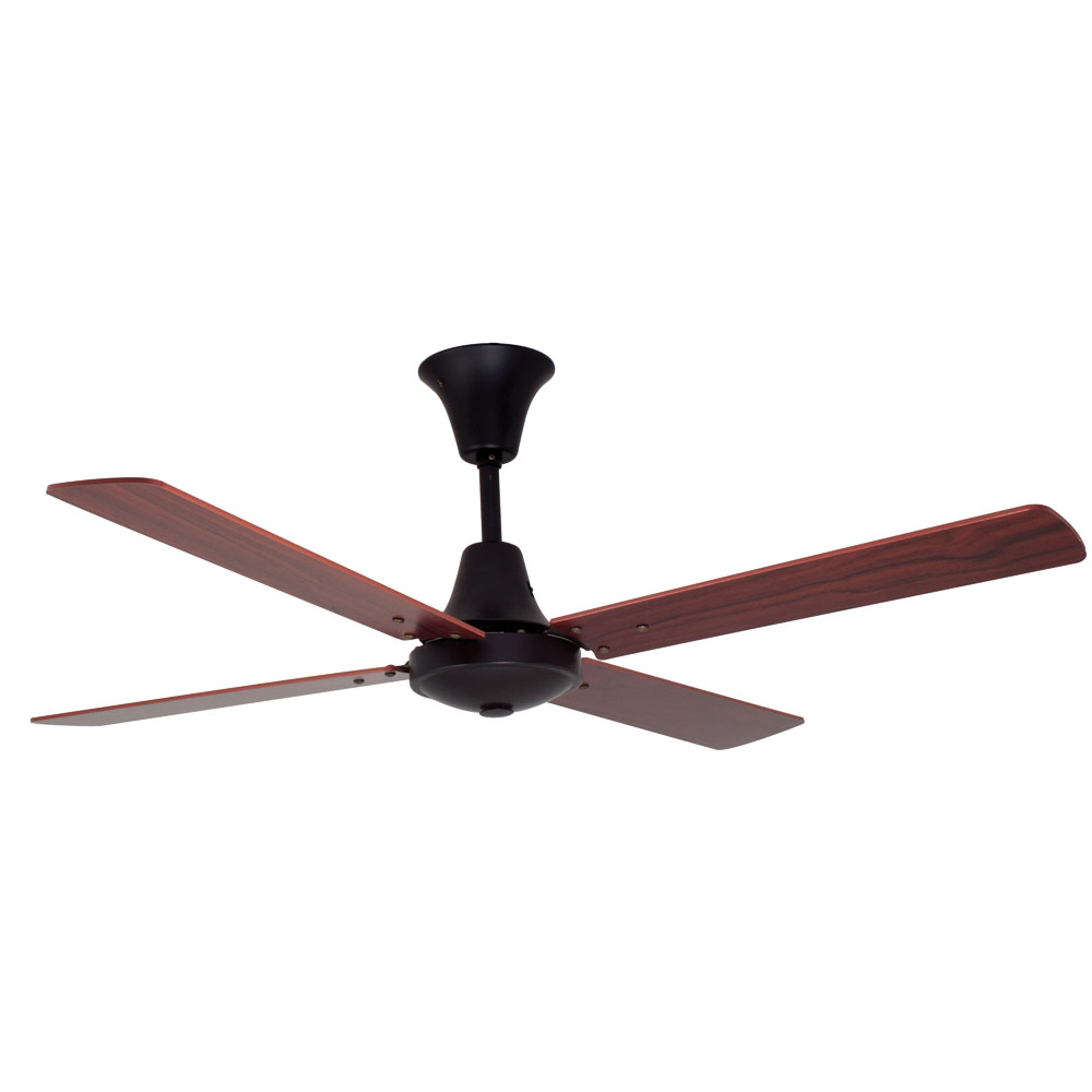 4 Blade Matt Black & Dark wood Ceiling Fan (F40)