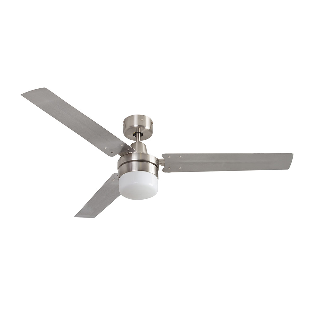 54' industrial fan with 3 steel blades, 1 light kit stainless steel