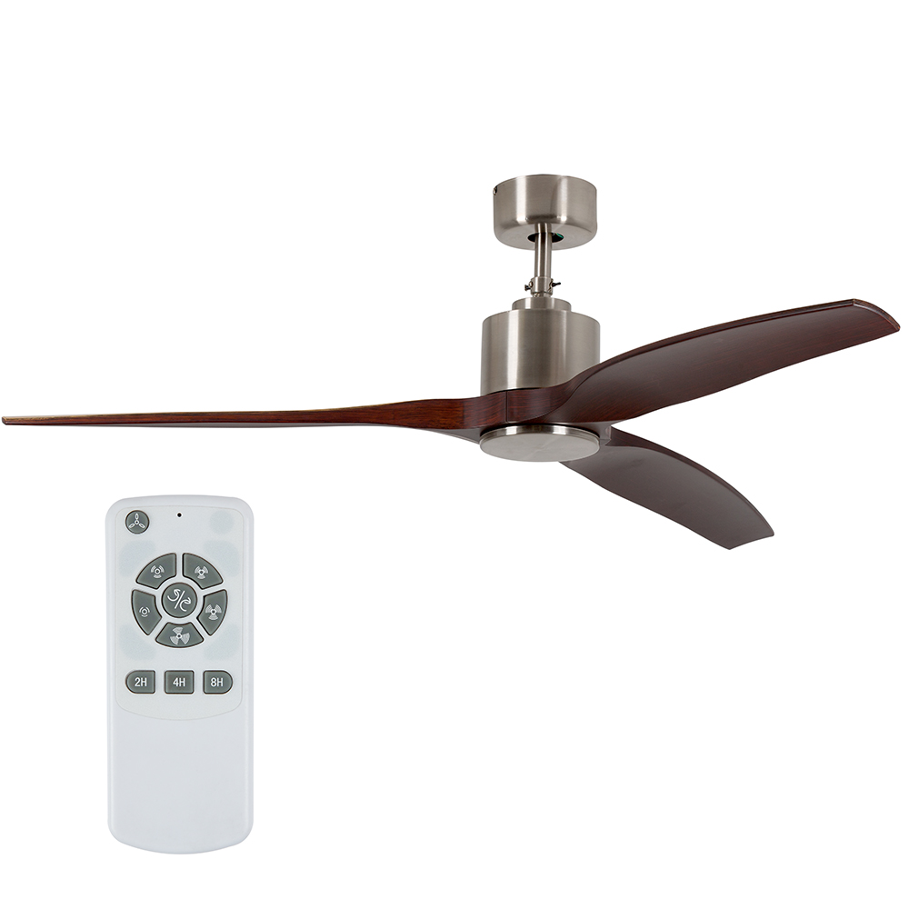 3 Blade Dark Wood & Satin Chrome Fan (F75DWSC)